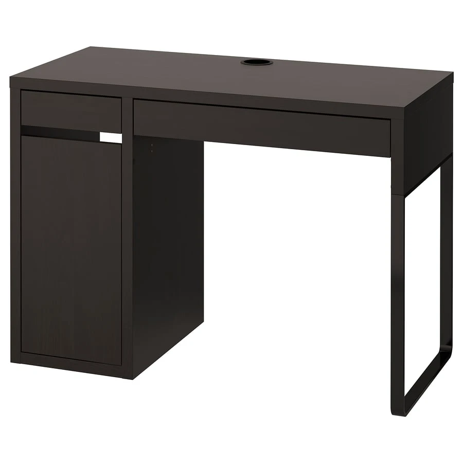 Ikea Black Desk with Drawer and Cabinet