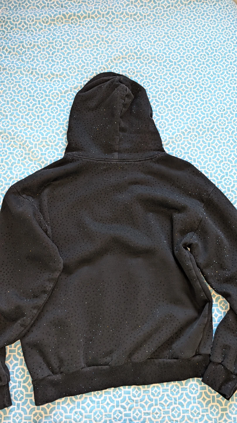 SP5DER Black Hoodie with Rhinestone Detail - photo 2
