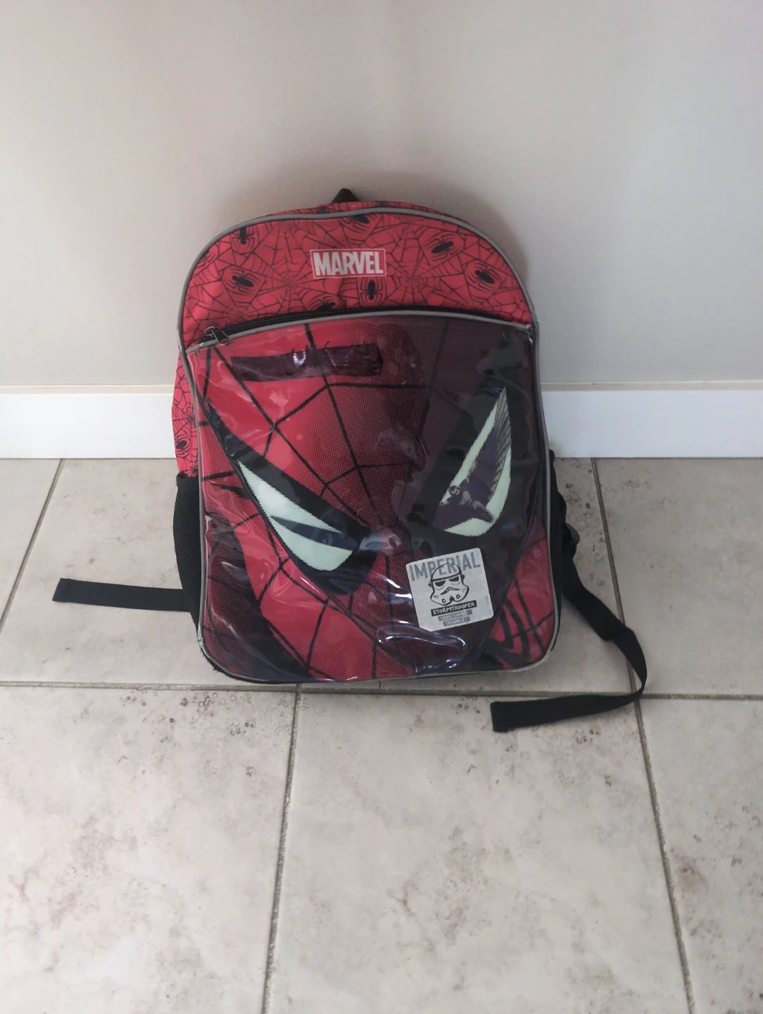Red spider man backpack