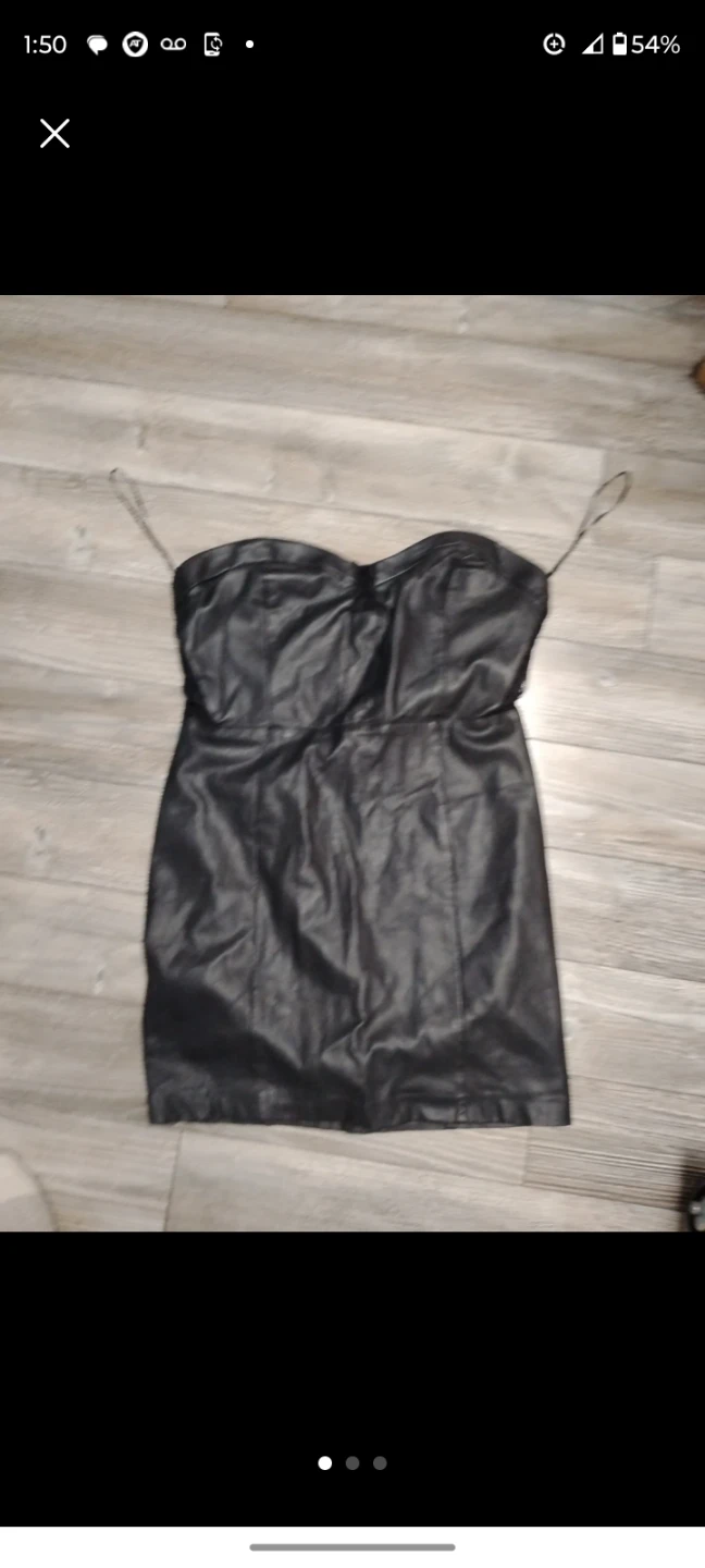 DYNAMITE Black Faux Leather Strapless Dress