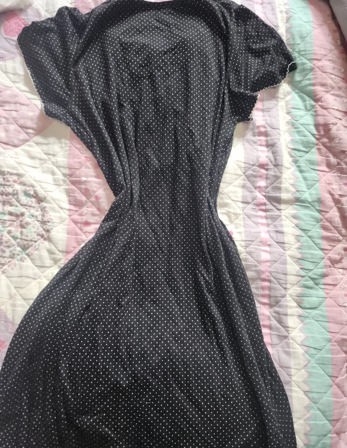 Vintage Black Polka Dot Babydoll Nightgown - photo 2