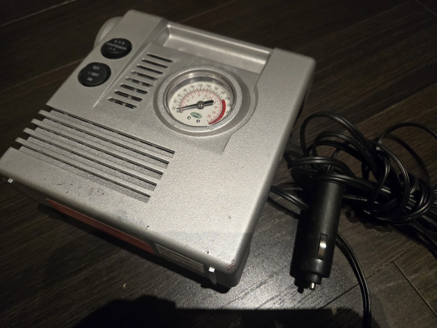 Slime Silver Air Compressor with Gauge and Light - photo 2