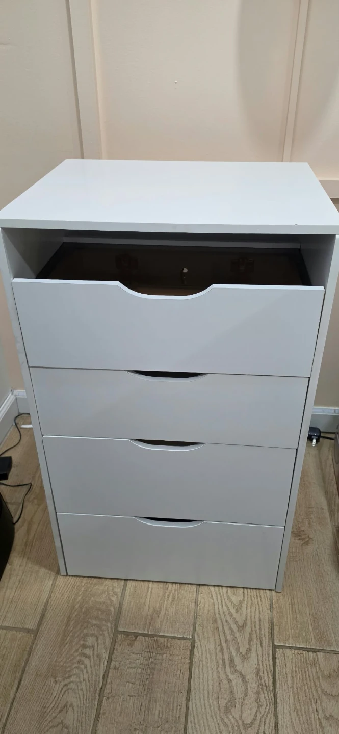 4-Drawer Vanity with LED Mirror + Hidden Storage Seat