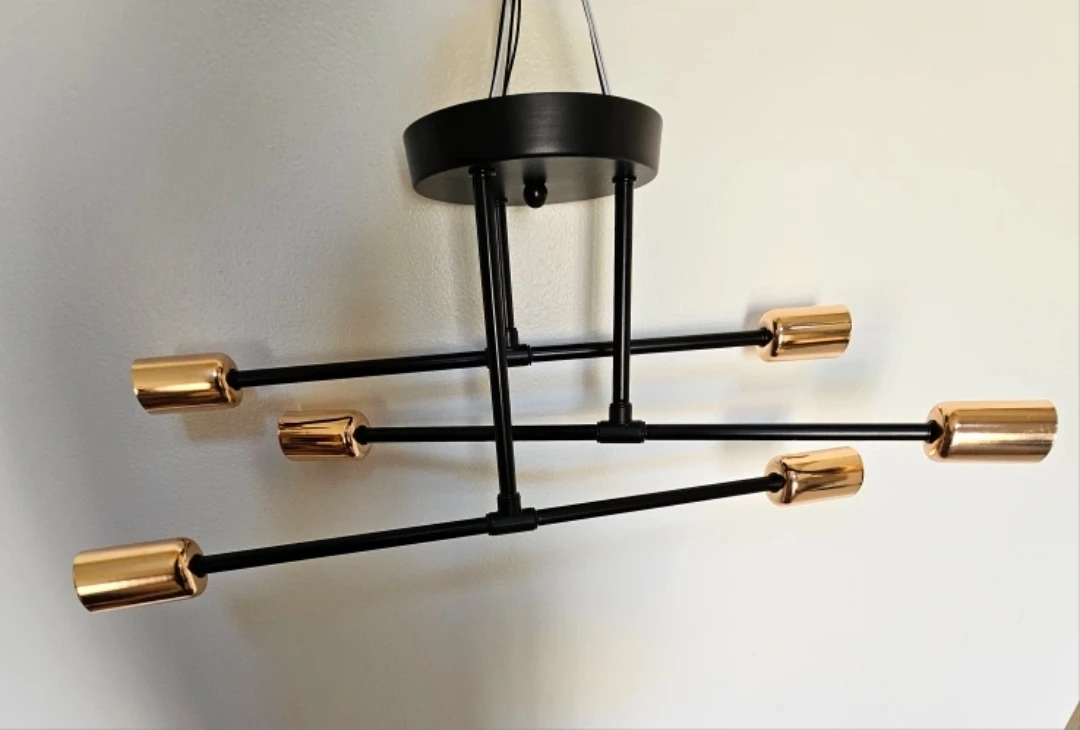 Sputnik Style Black and Copper Semi Flush Mount