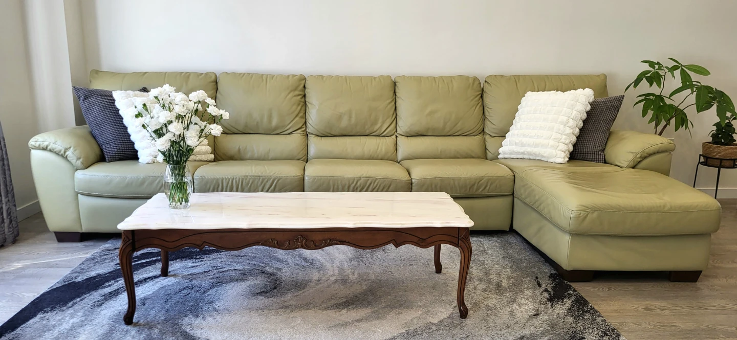 Elegant Genuine Marble Top Coffee Table – Solid Wood