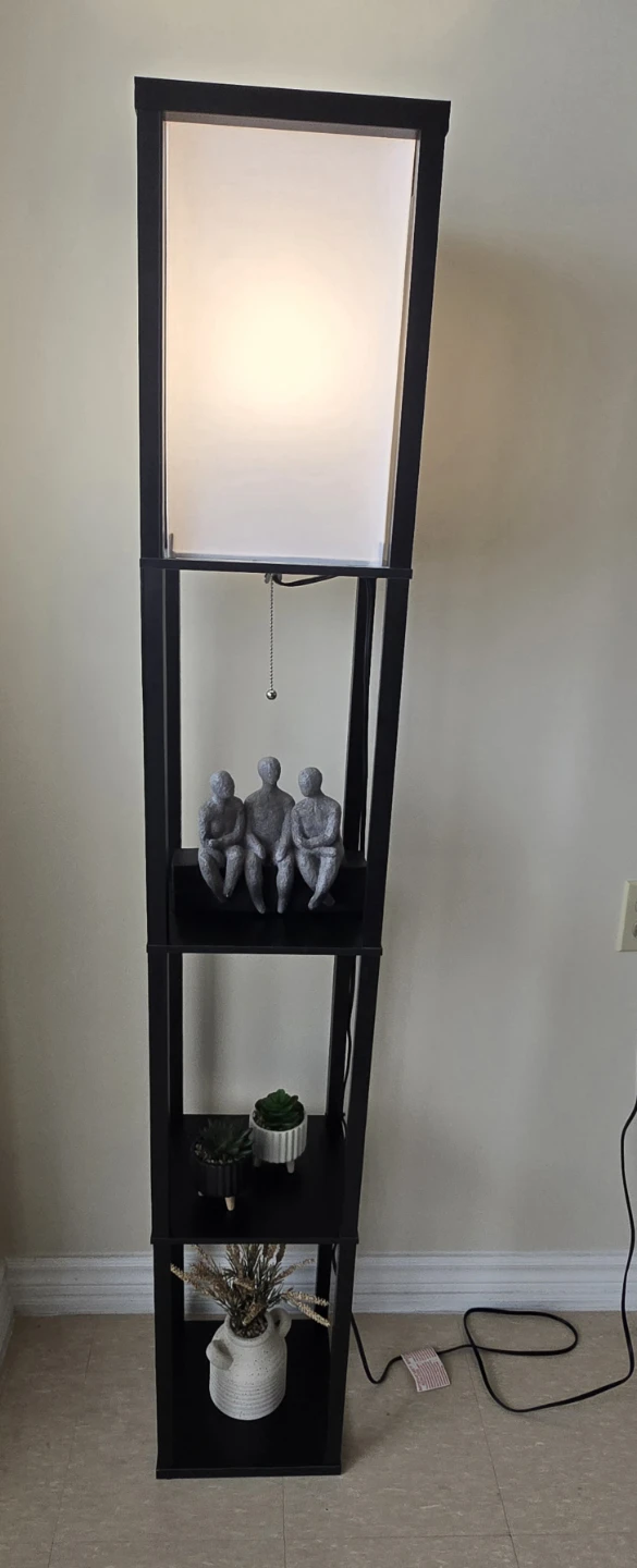 Black Floor Lamp with Shelves - photo 3