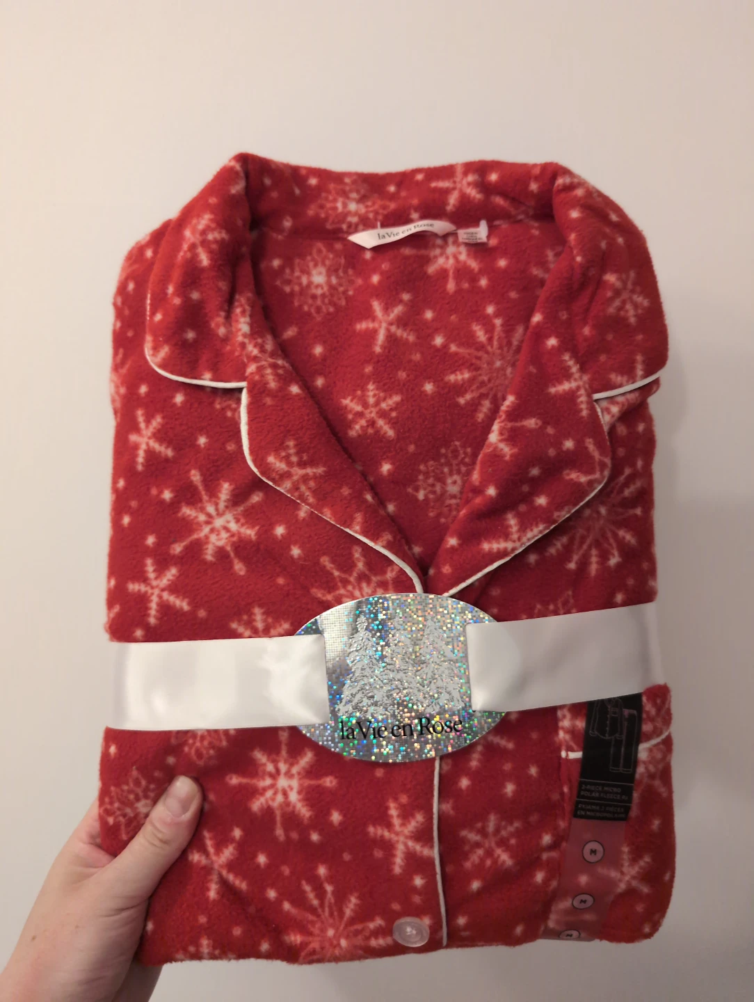 La Vie en Rose Red Snowflake Fleece Pyjamas - Medium