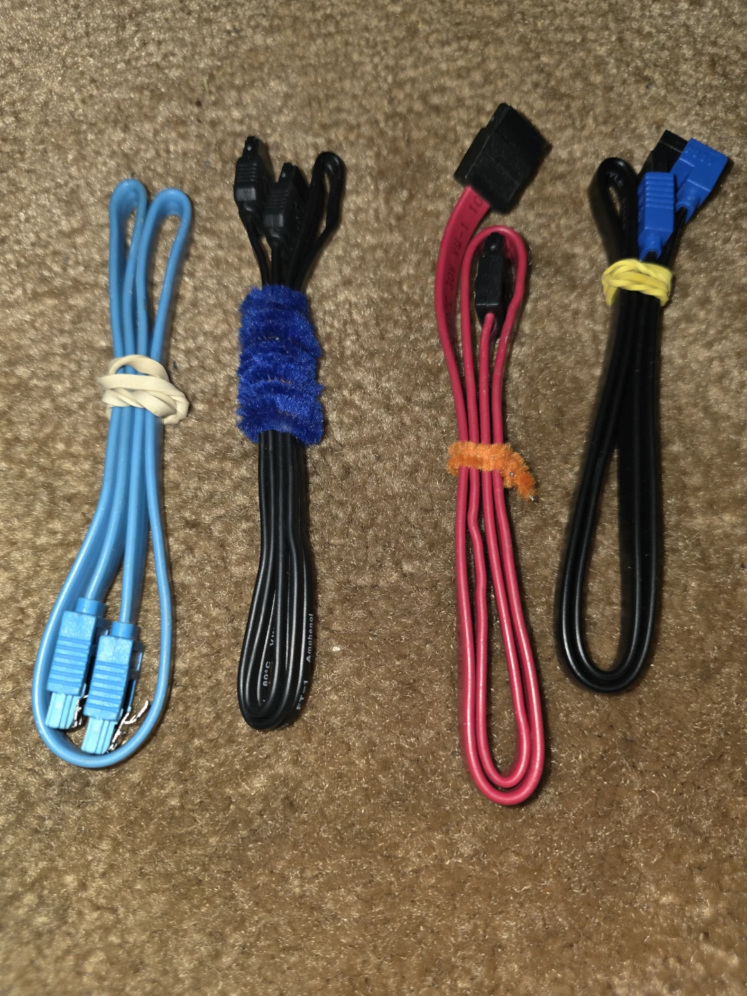 SATA Cables, various colors/lengths/connector styles