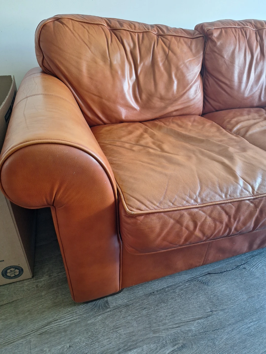 Brown Leather Loveseat - photo 2