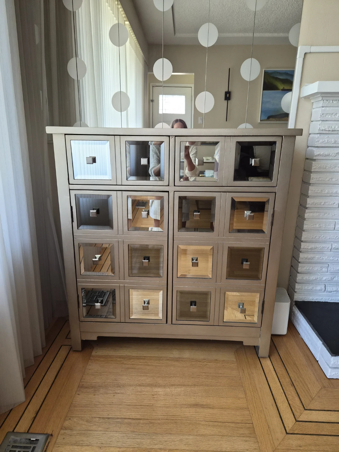 Mirrored Accent Cabinet with top drawers
