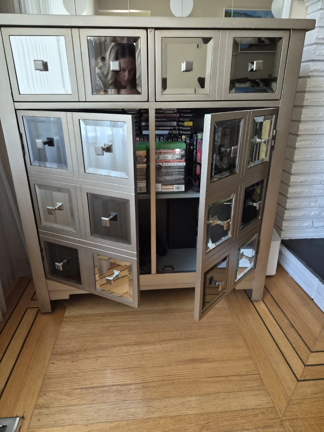Mirrored Accent Cabinet with top drawers - photo 2