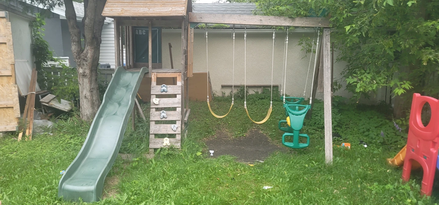 Wooden Playset with Swing Set and Slide