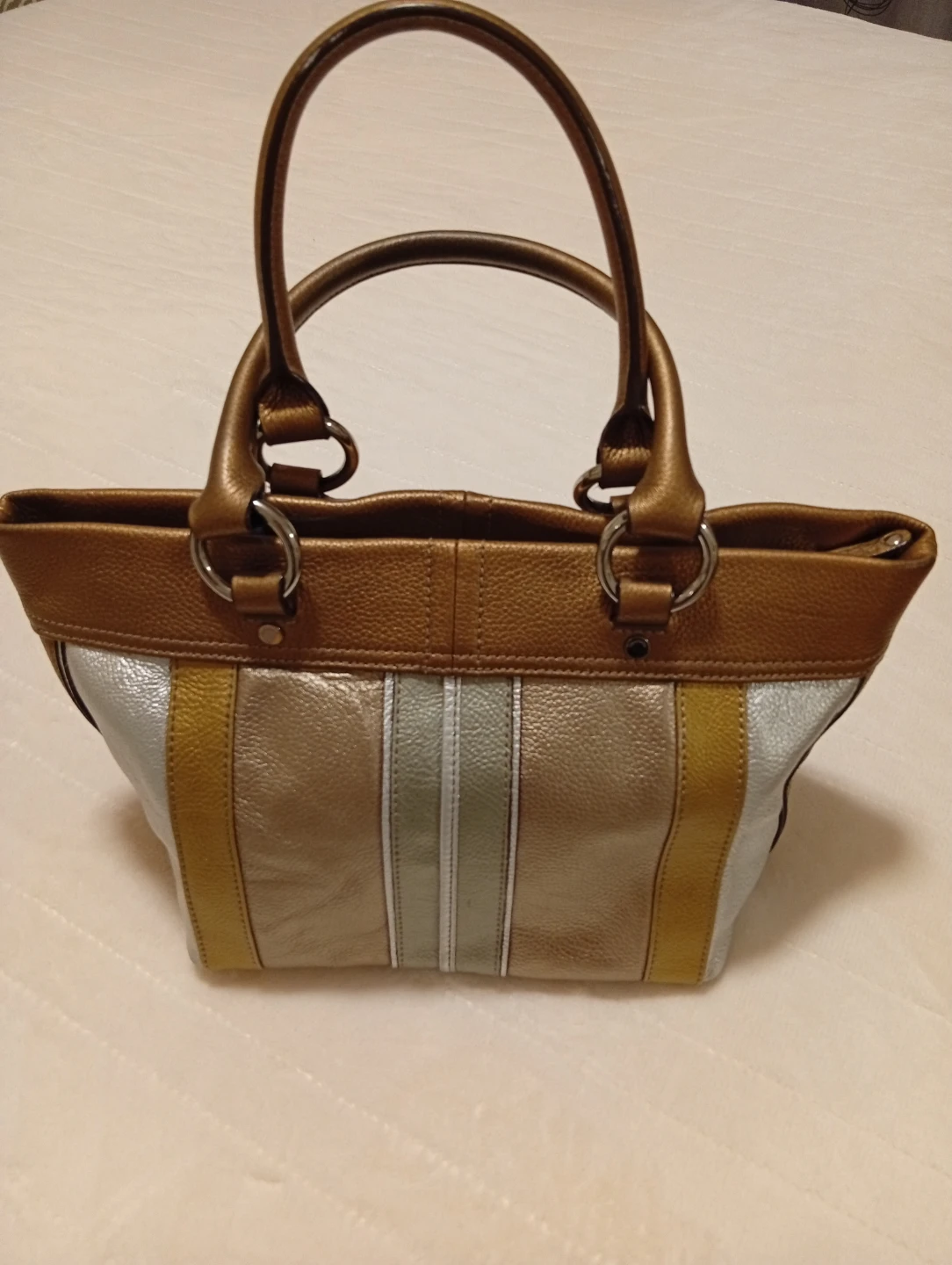 Metallic Striped Tote Bag