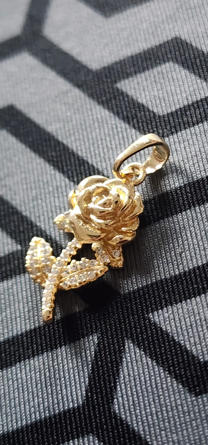 Gold plated Rose Pendant with crystals