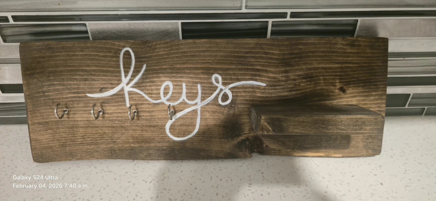 Wooden Key Holder with Shelf