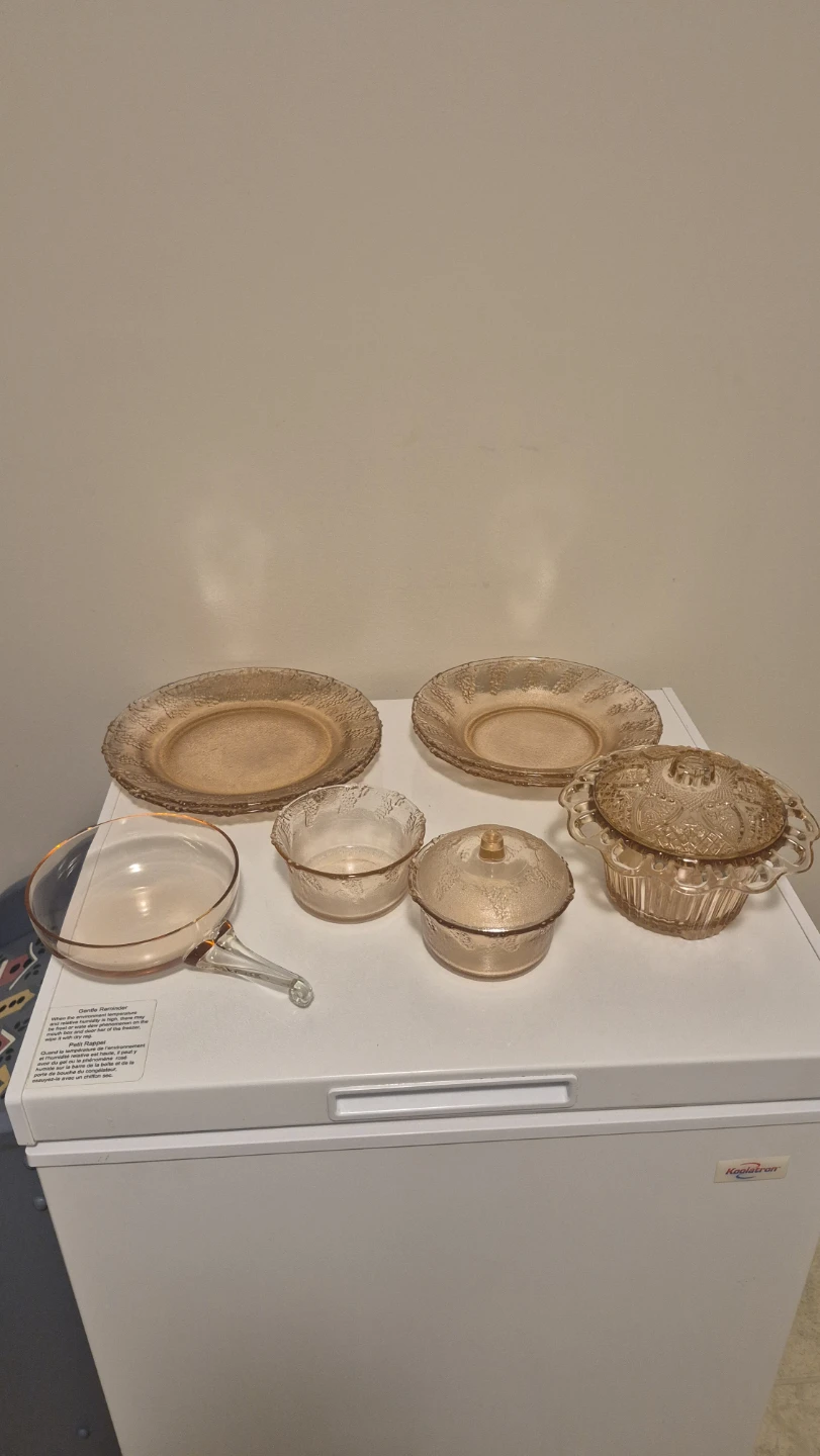 Pink Depression Glass Dish Set of 8