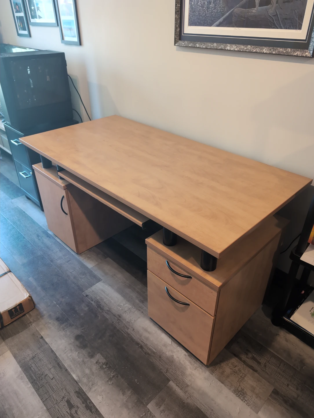 Office Desk with Keyboard Tray and Storage - photo 4