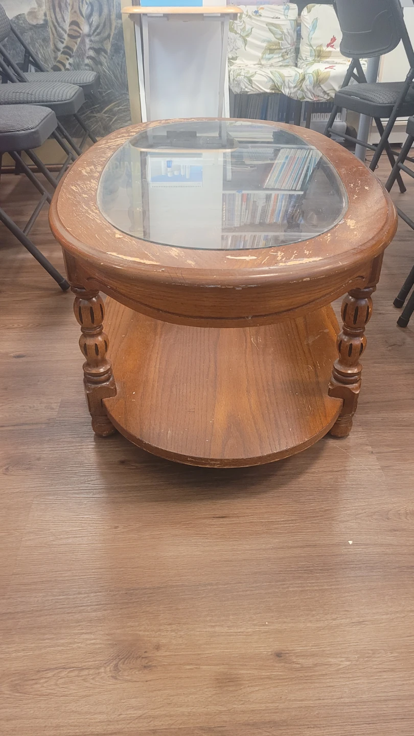 Oval Coffee Table with Glass Top - photo 2