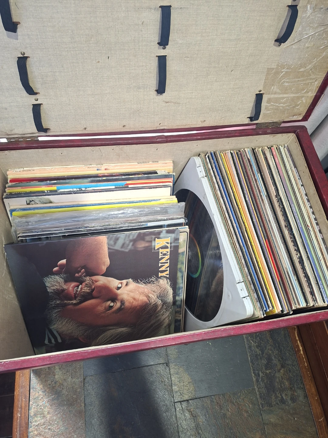 Vintage Vinyl Record Collection with Tufted Storage Trunk - photo 4