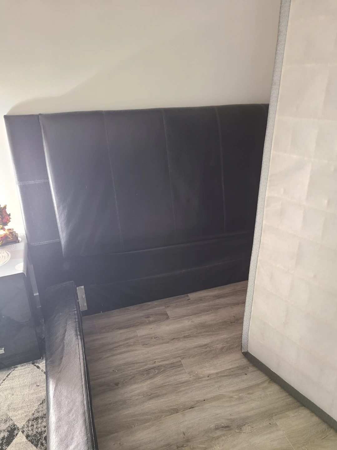 Black Faux Leather Bed Frame - photo 3