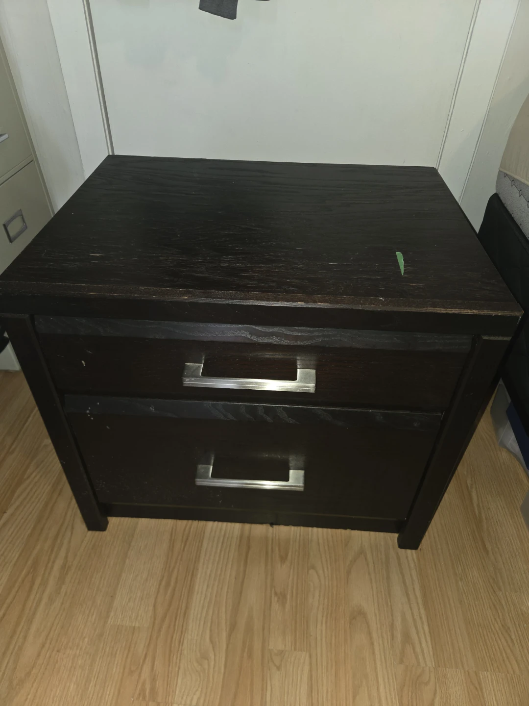 Dark Wood Nightstand with 2 Drawers - photo 4