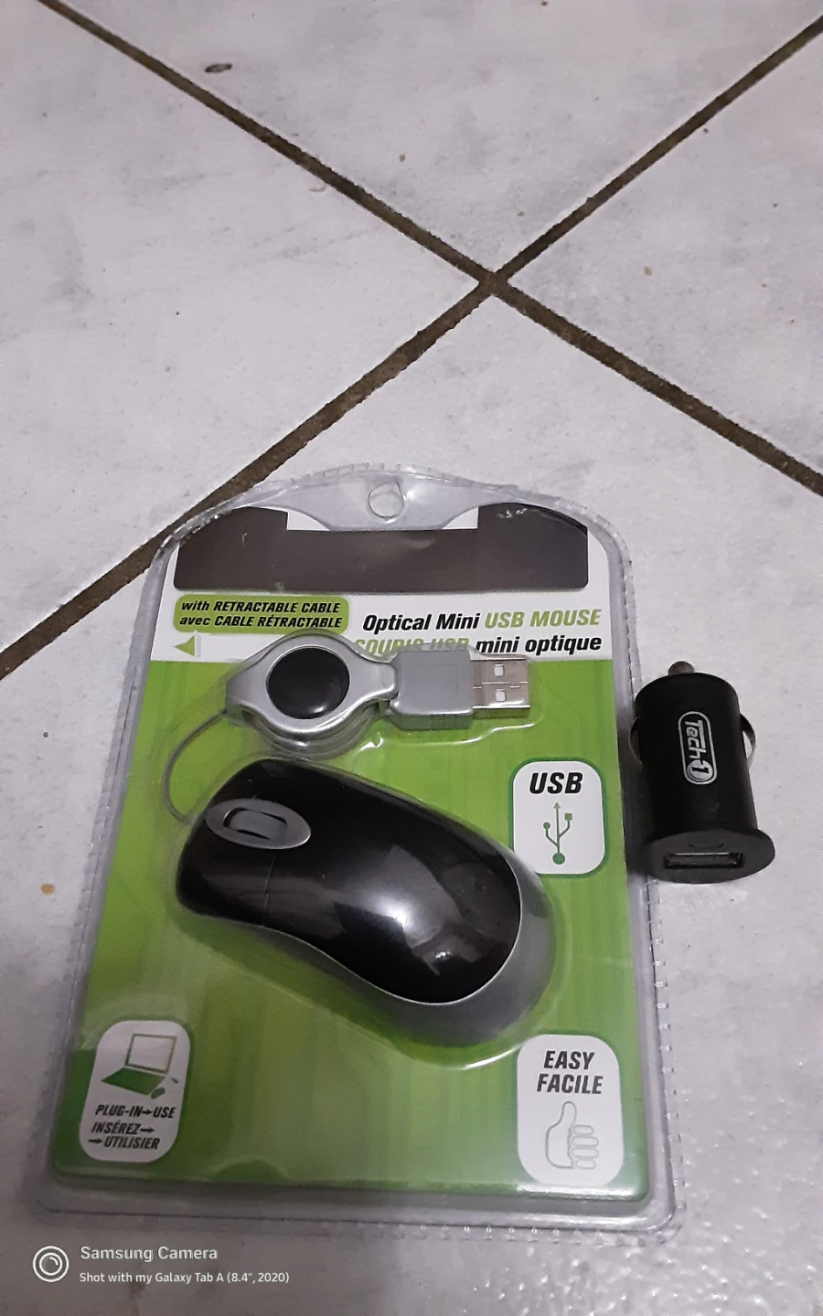 Optical Mini USB Mouse with Retractable Cable
