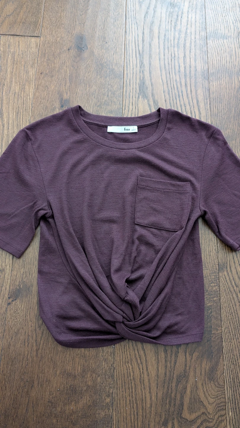 Aritzia Wilfred Free Subah Burgundy Twist Front Top - Size S - photo 2