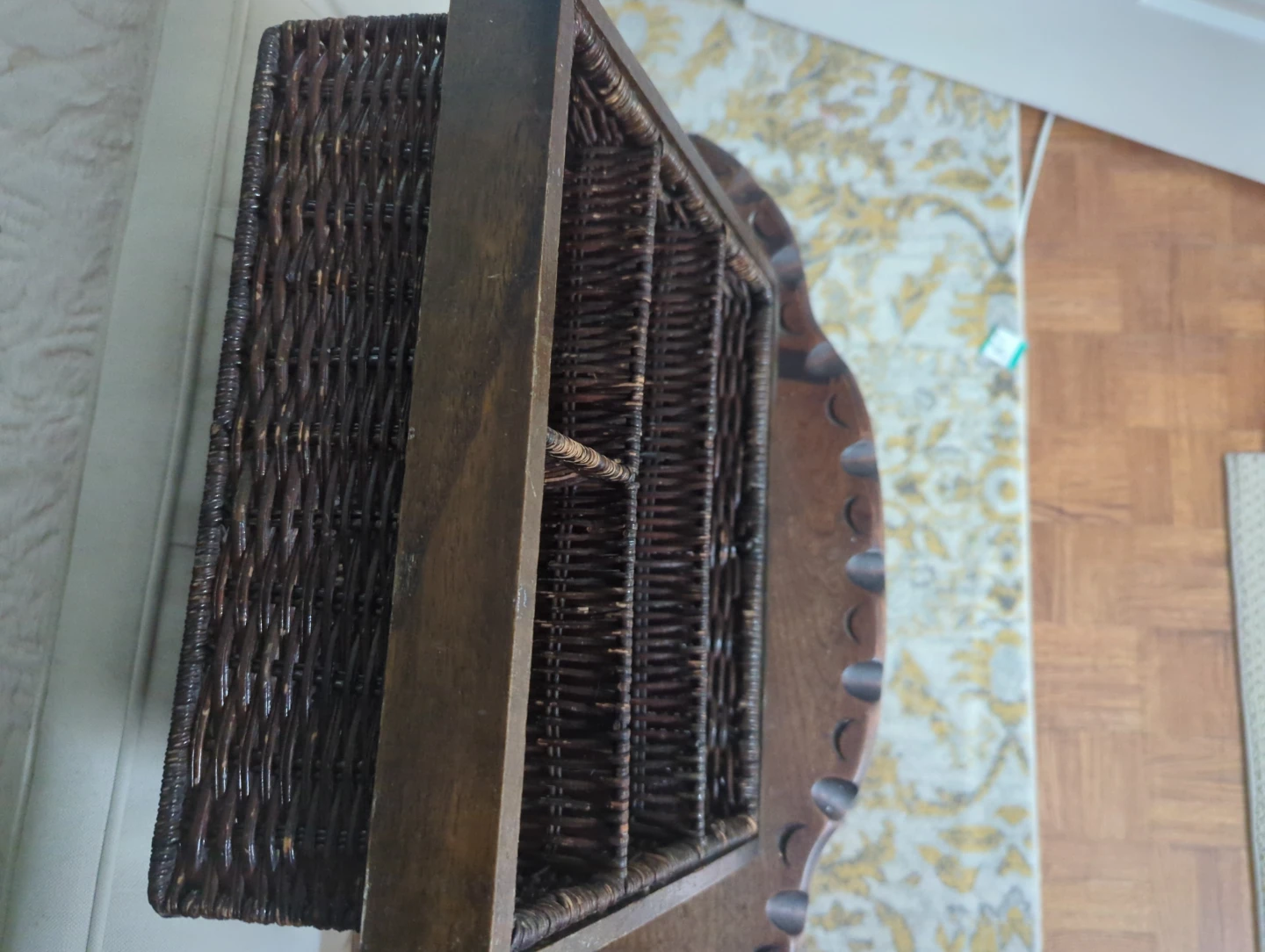 Vintage Wicker and Wood Shelf Organizer - photo 2