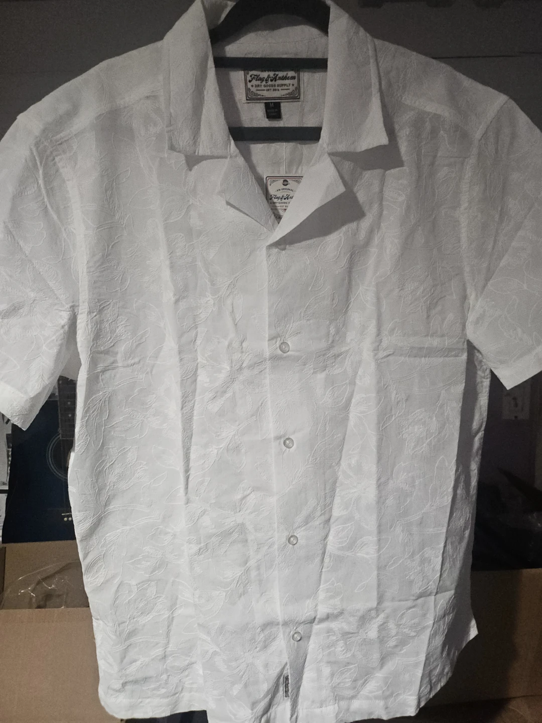 Flag & Anthem Men's White Short Sleeve Button Up Shirt - Size M