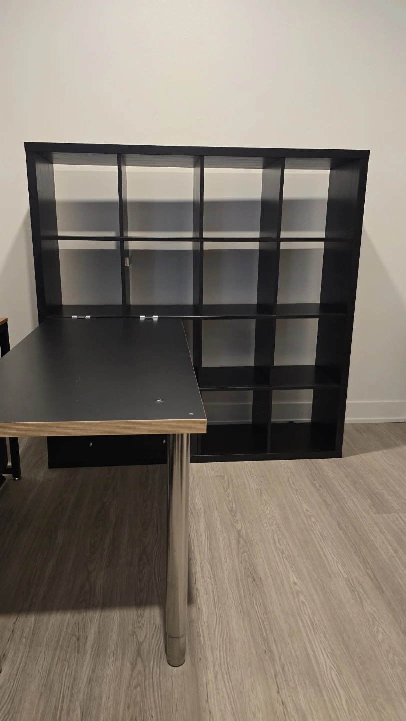 IKEA KALLAX 16-Cube Shelf Unit with Drawer Inserts and Tabletop