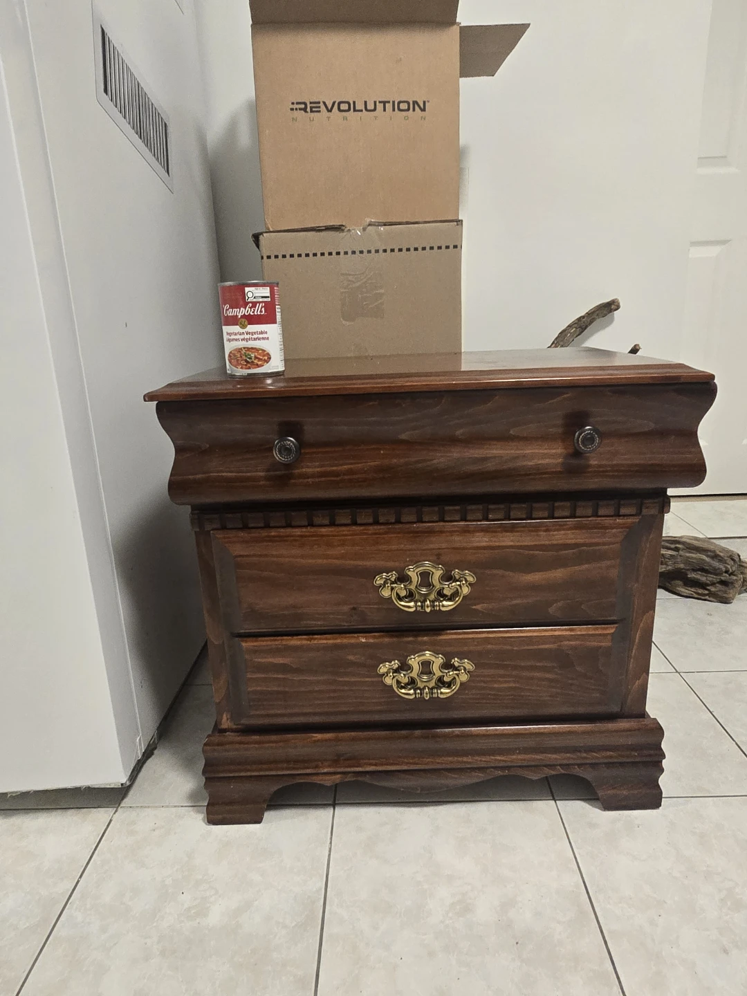 Wooden Nightstand with 2 Drawers