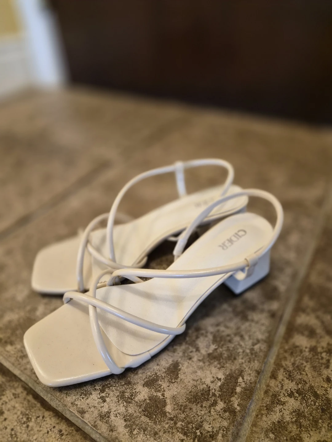 White Cider Strappy Block Heels