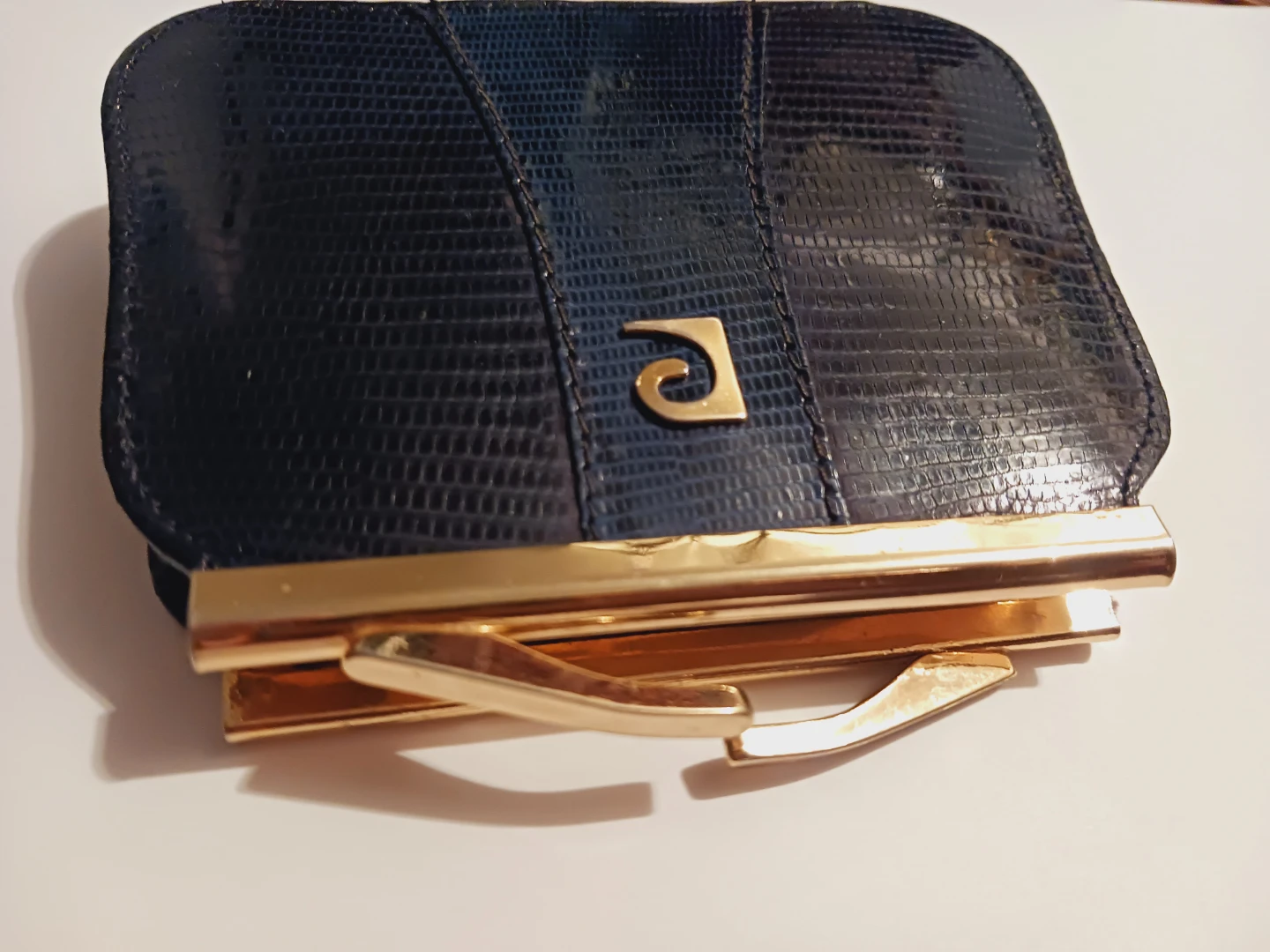 Pierre Cardin navy blue lizard embossed mini coin purse - photo 4