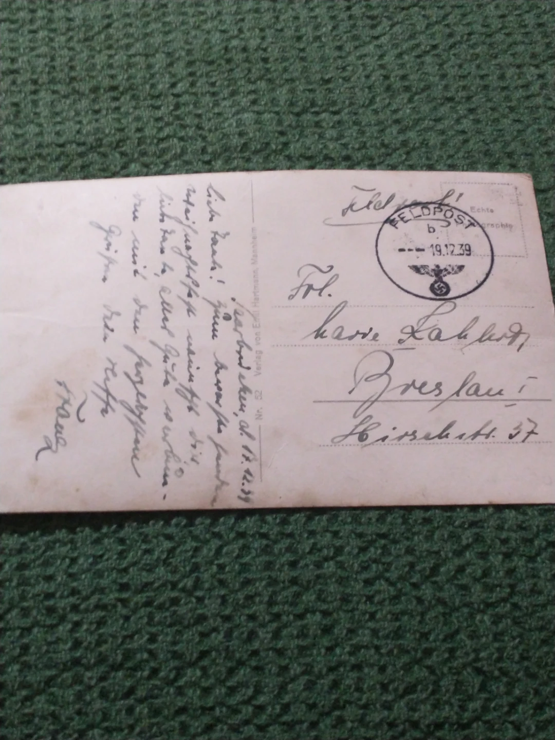 1939 WWII Nazi MilitaryPost Saarbrücken Hotel Excelsior Postcard - photo 5