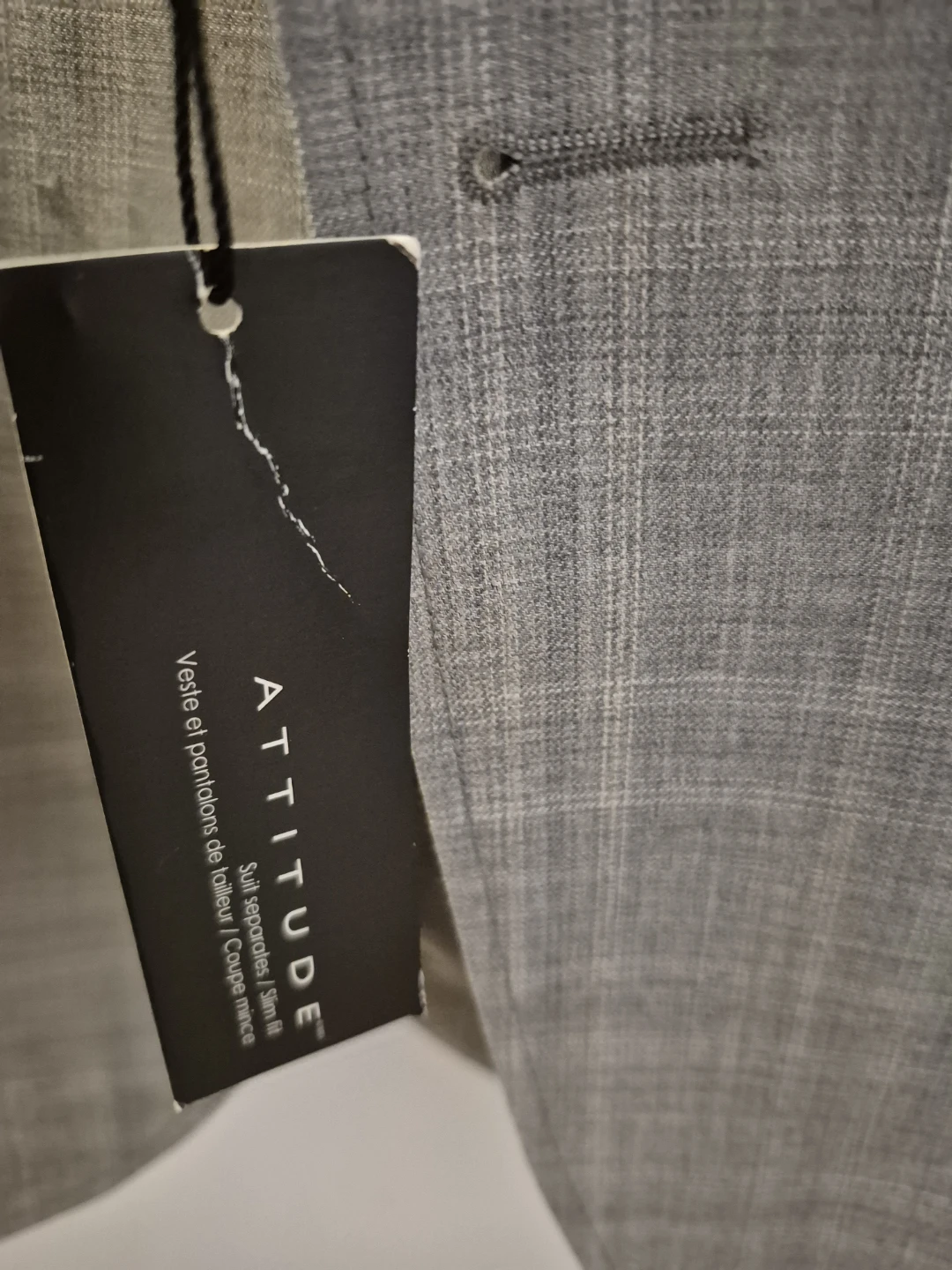 ATTITUDE Men's Light Grey Plaid Wool Blazer - photo 3