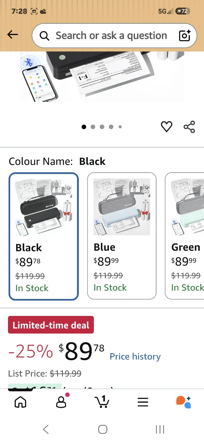 Portable Thermal Printer - Black - photo 4