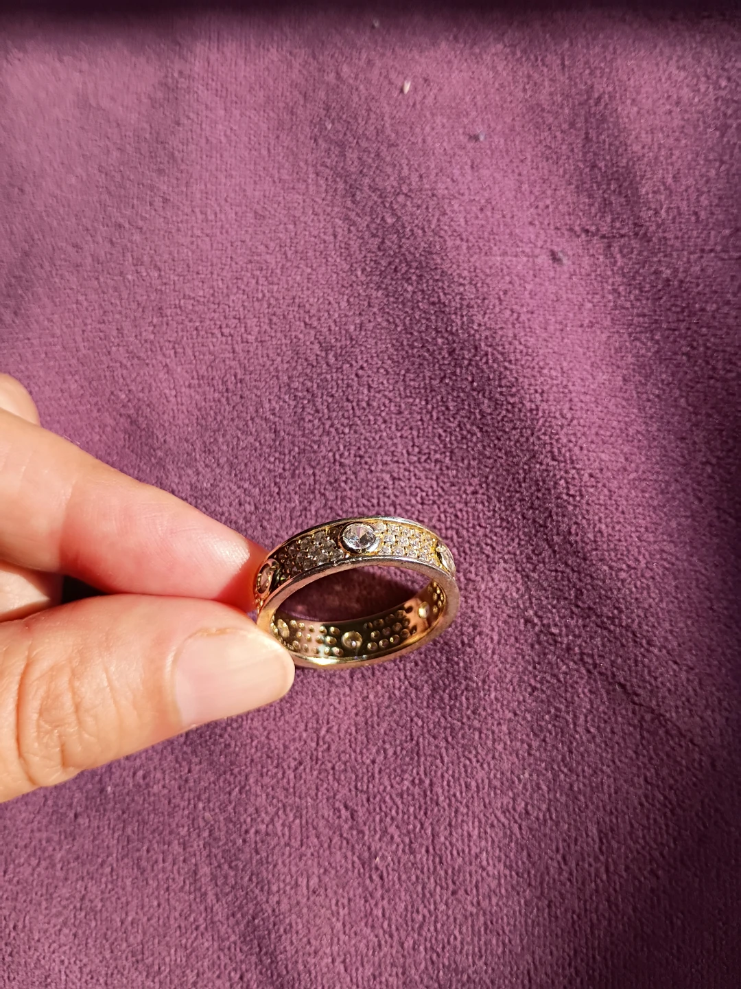 Cubic Zirconia silver ring with gold plating - photo 2
