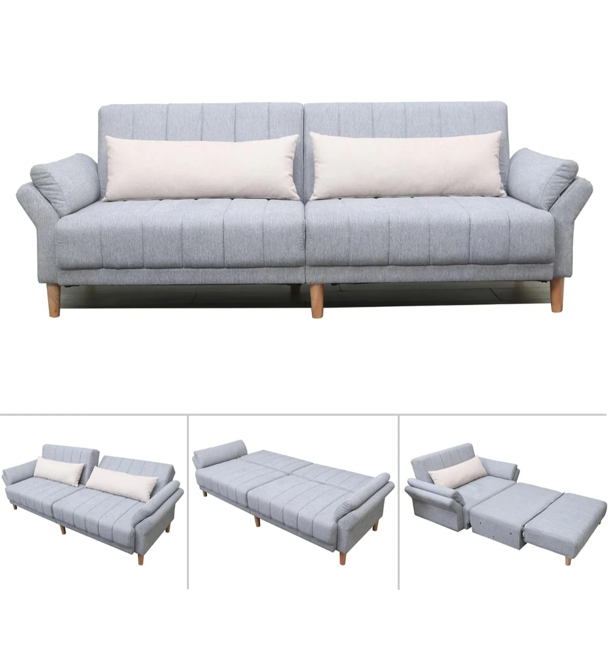 Grey Striped Sofa - photo 2