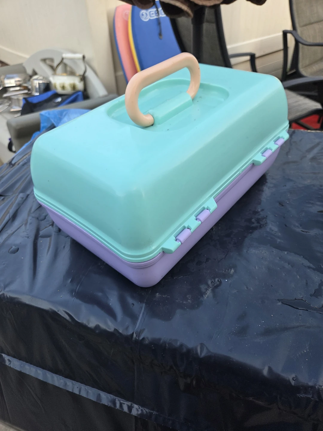 Purple and Teal Train Case with Mirror - photo 2