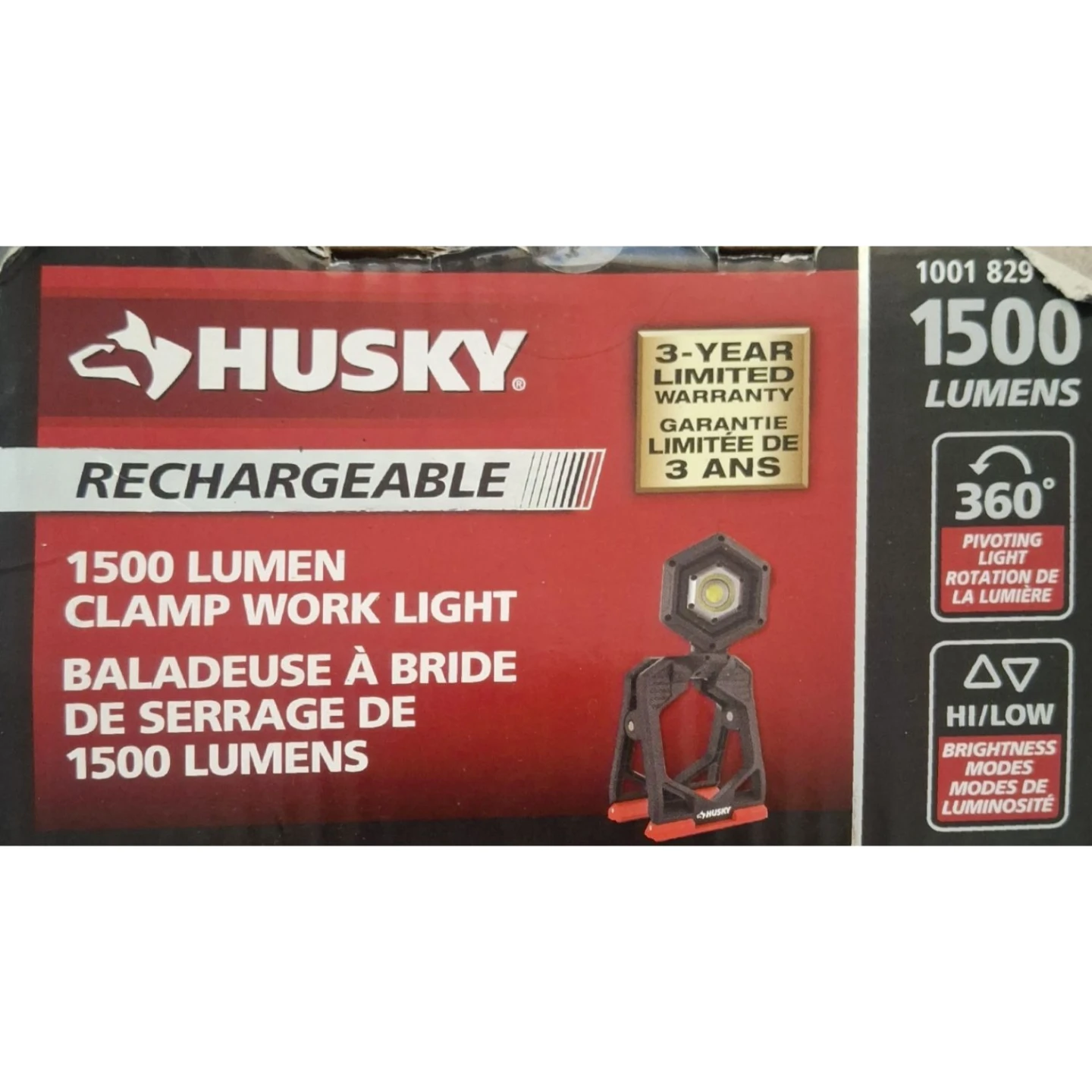 Husky 1500-Lumen Rechargeable LED Clamp Work Light (New in Box) - photo 4