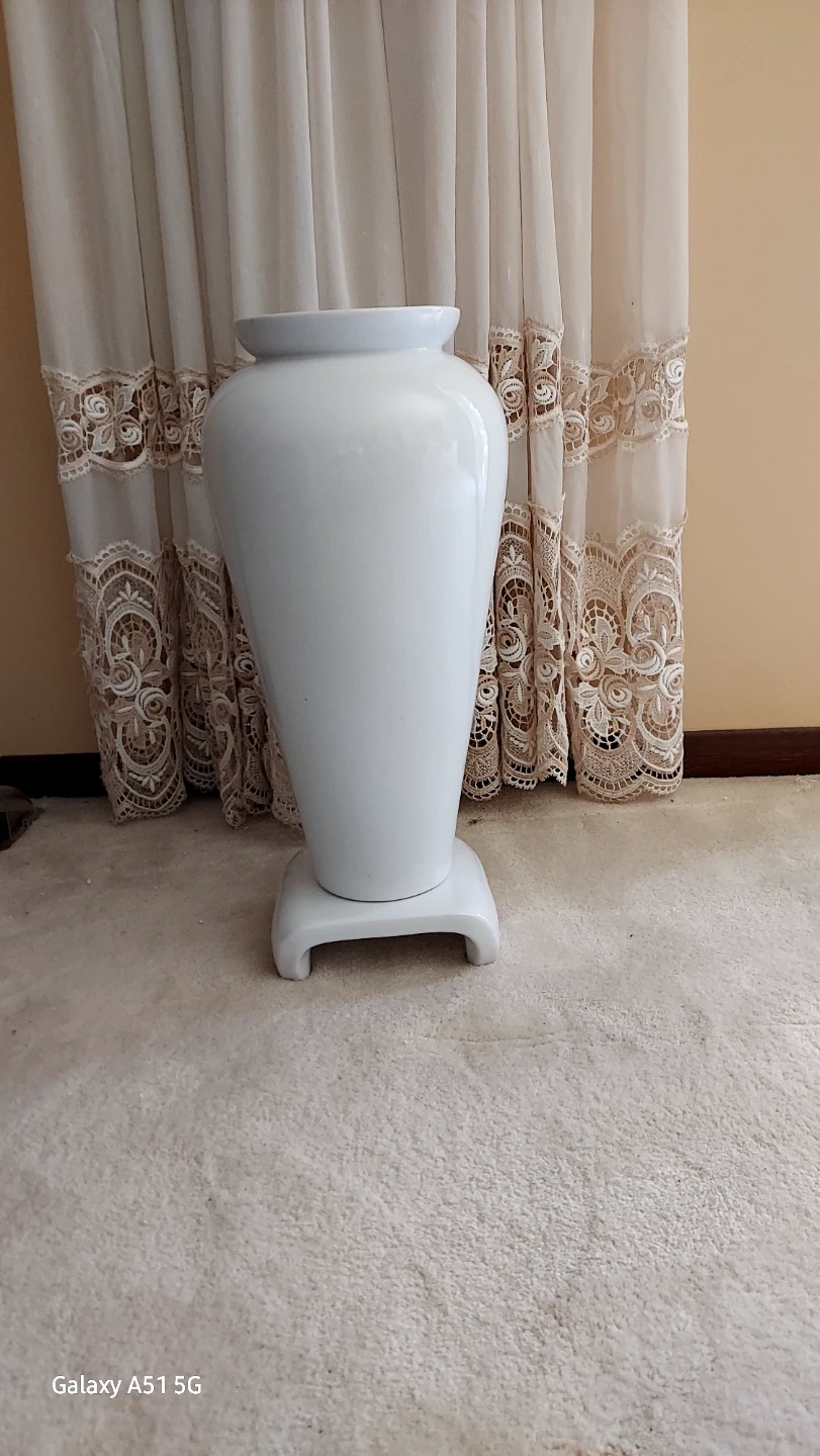 White Ceramic Vase with Stand
