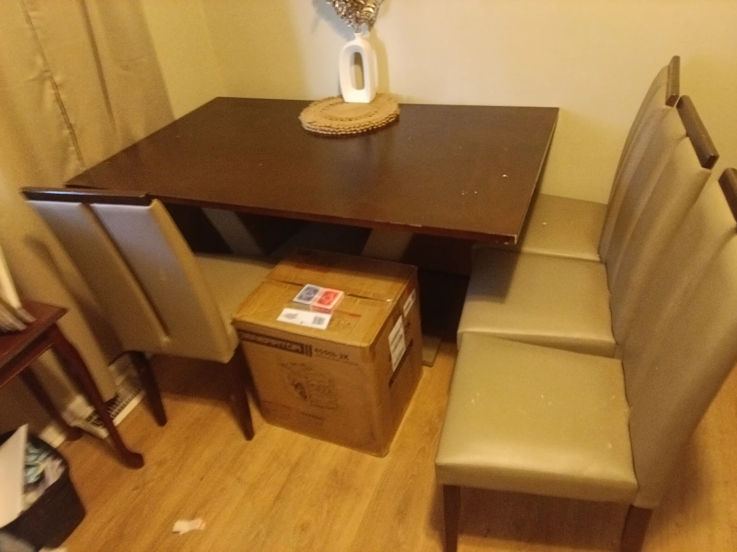 Dark Wood Dining Table with Four Chairs