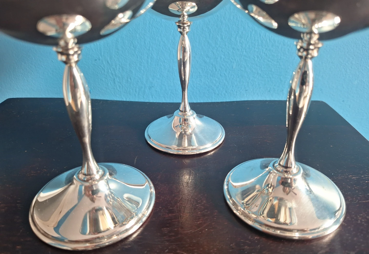 Vintage Set of 3 Silver Plated  Goblets Viking - photo 3