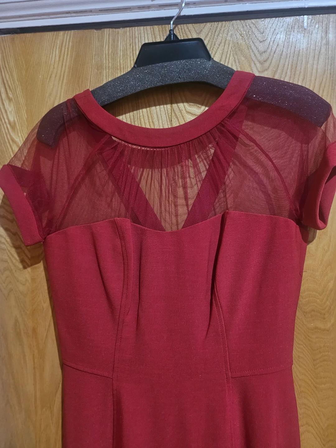 Maggy London Red Mesh Detail Fishtail Dress - photo 3