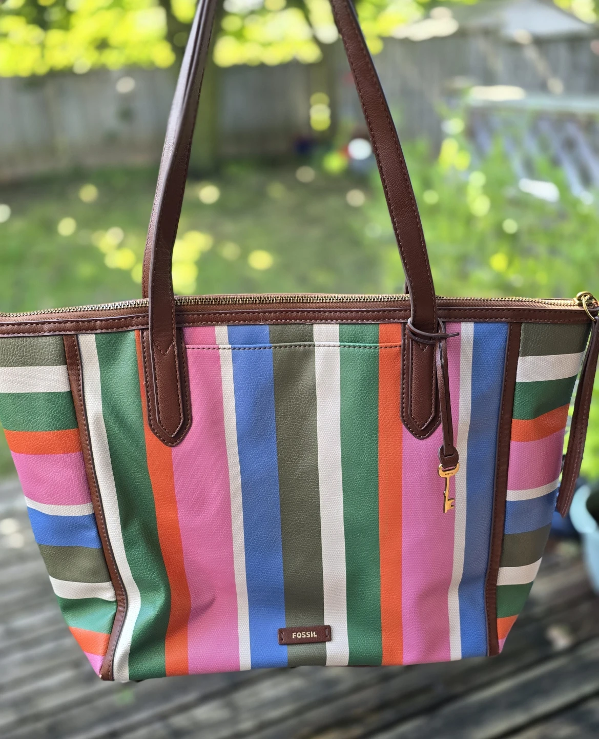 Fossil Striped Tote Bag