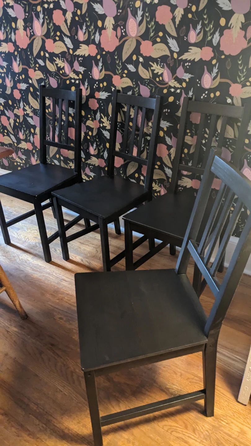 Set of 4 Stephan Ikea Black Wooden Dining Chairs - photo 2