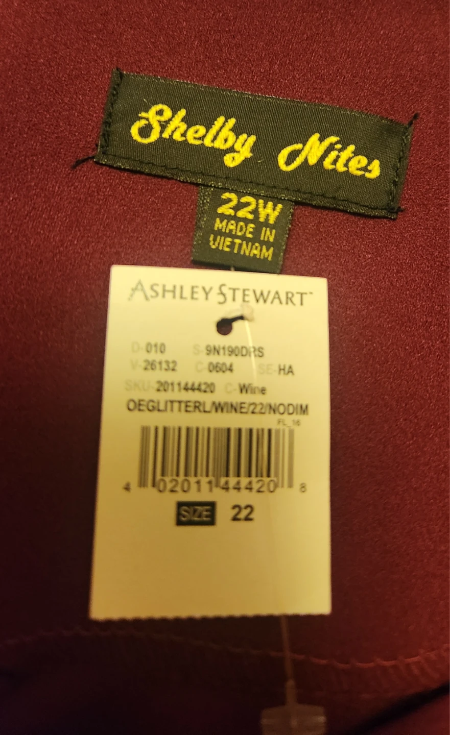 Shelby Nites Wine Lace Sleeve Dress Size 22W - photo 5