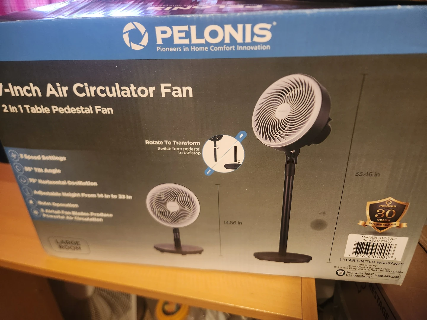 Pelonis 7-Inch 2-in-1 Air Circulator Fan