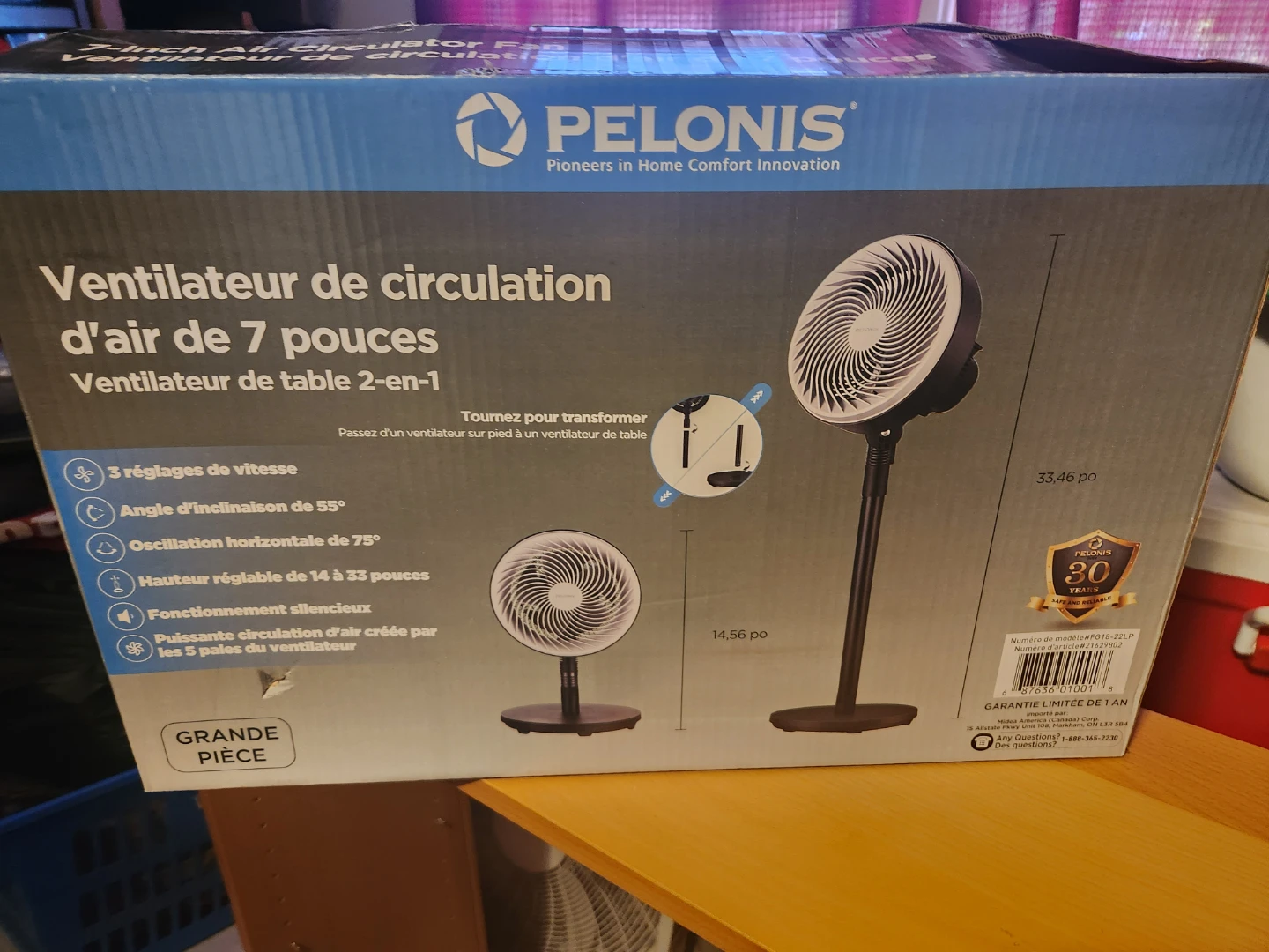 Pelonis 7-Inch 2-in-1 Air Circulator Fan - photo 2