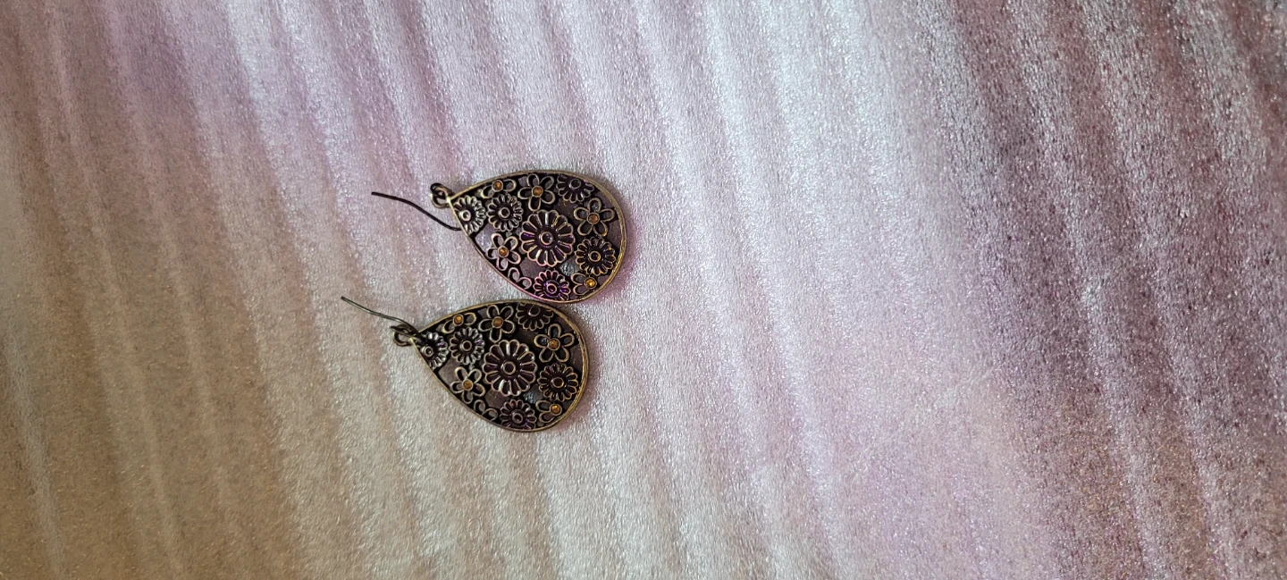 Teardrop Floral Dangle Earrings